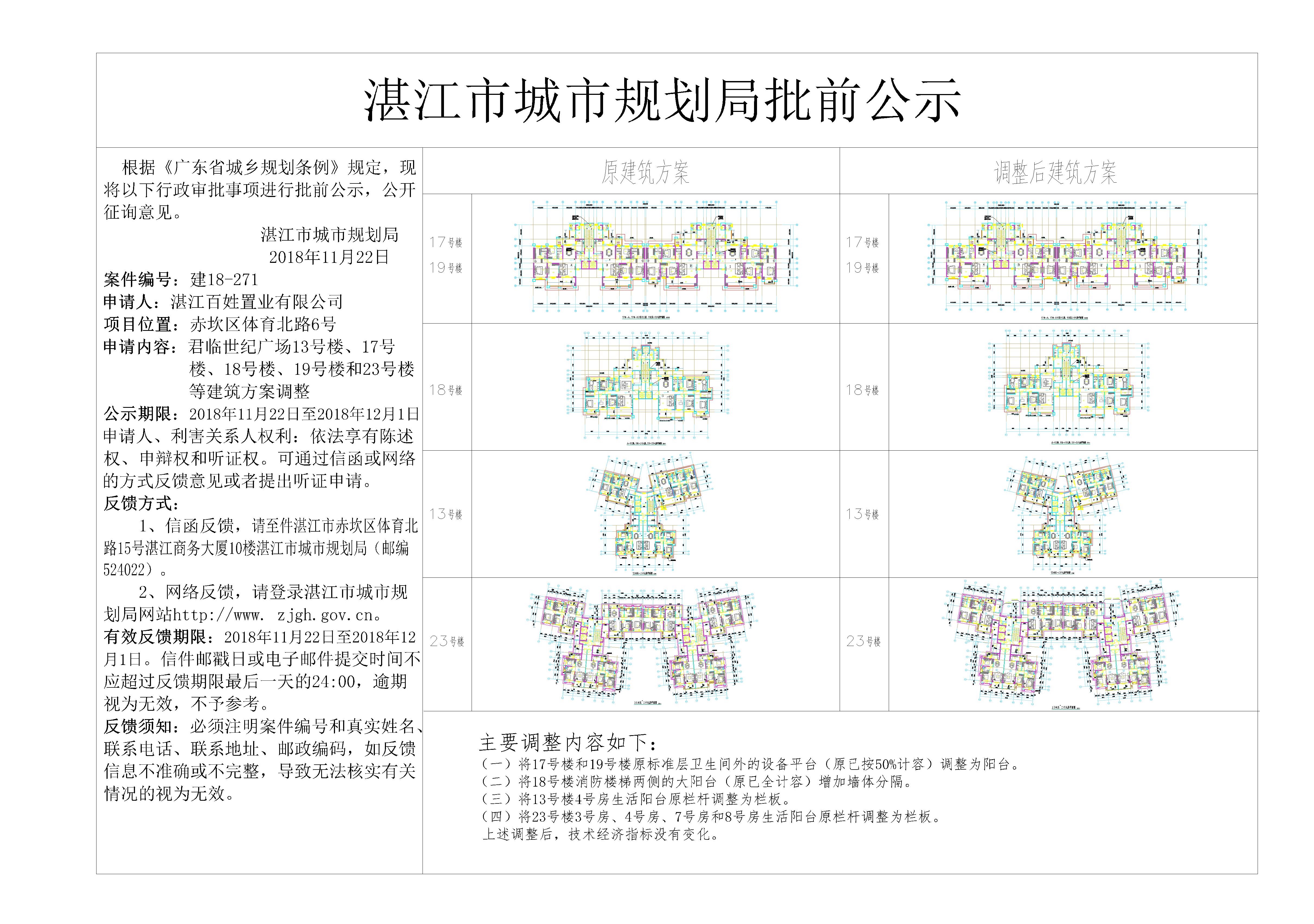 君临世纪广场13号楼、17号楼、18号楼、19号楼和23号楼等建筑方案调..._湛江市人民政府门户网站