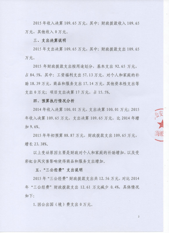 湛江市林业局2015年部门决算说明（汇总）