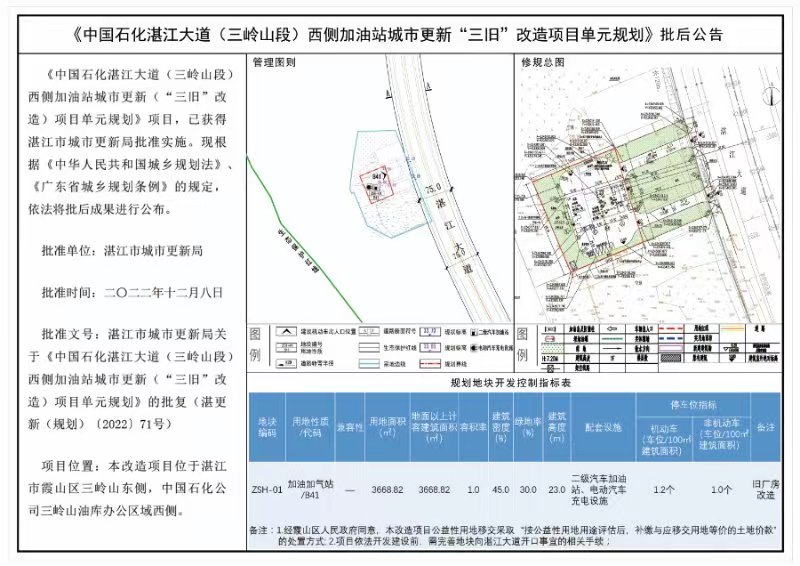 中国石化湛江大道（三岭山段）西侧加油站城市更新“三旧”改造项目单元规划批后公告.jpeg