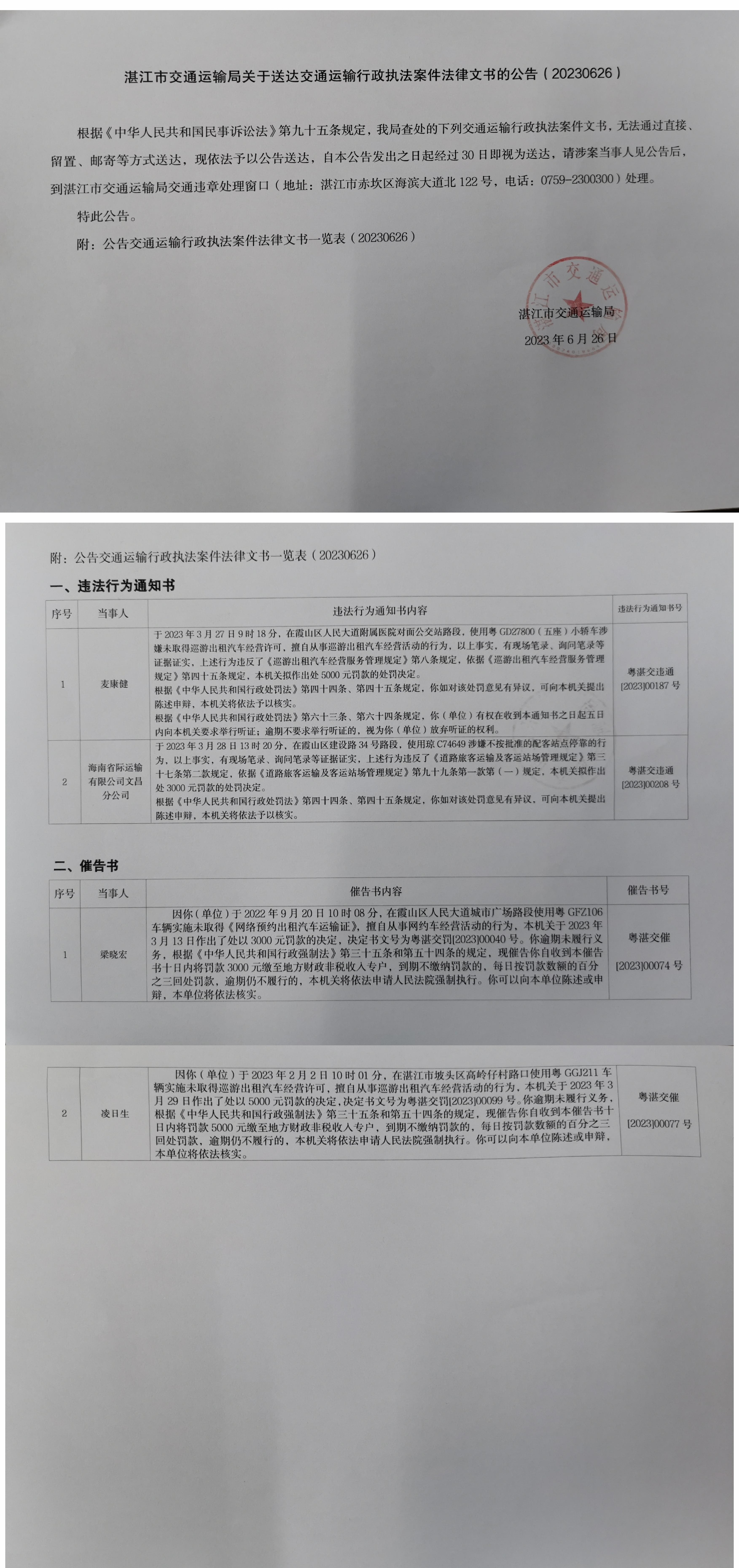 湛江市交通运输局文书送达公告20230626.jpg
