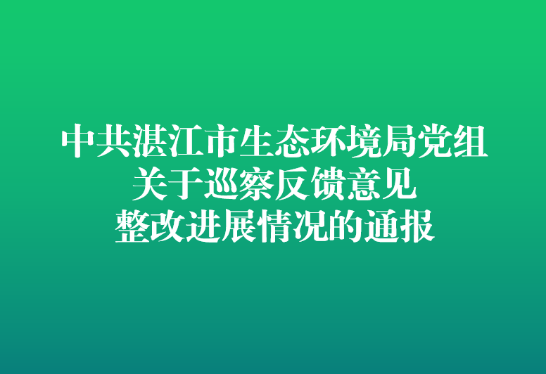 中共湛江市生态环境局党组关于巡察反馈意见整改进展情况的通报