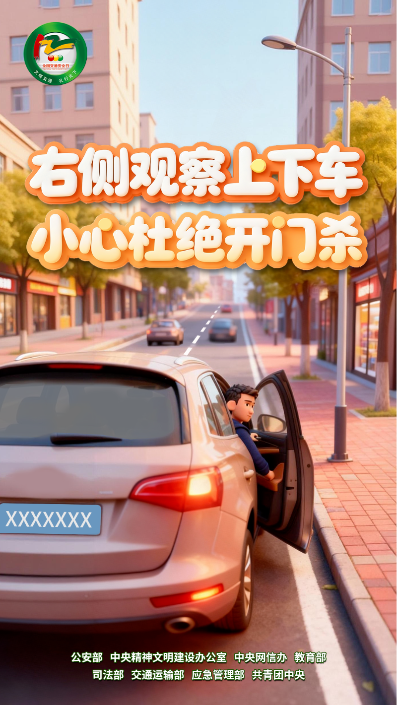 右侧观察上下车 小心杜绝开门杀